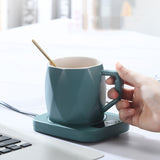 Sous-verre chauffant thermostatique accompagné d'un mug en céramique 55 degrés Celsius Mug chaud pour le bureau et la maison