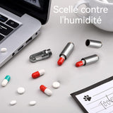Mini boîte à pilule 3PCS en alliage d'aluminium amovibles étanche boîte à pilule porte-clés pilulier portable pilulier en métal