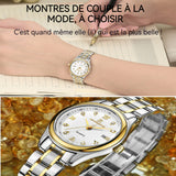 Montre montre quartz femme grand chiffre cadran bracelet alliage cadran en acier inoxydable diamant intégré affichage du calendrier