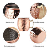 Verre en cuivre pour Moskau Mule avec pailles Lot de 4 Finition Martelée Cuivrée 550 ml  Parfait pour Cocktails et party