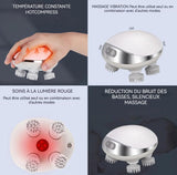 Masseur de tête électrique multifonctionnel 4 en 1 avec socle étanche et lumière rouge masseur cuir chevelu 3 niveaux réglables