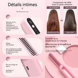 Mini brosse lissante pliable 9 niveaux de température réglables lisseur cheveux portable fers à lisser sans fil rechargeable