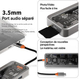 Station d'accueil Port USB 3.0 10 en 1 HDMI 4K Avec interface VGA Charge rapide PD Module de visualisation boîtier transparent