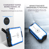 Batterie externe 368000mah 5w chargeur solaire portable chargement sans fil avec 4 usb sorties et 2 entrée avec lumière de camping