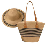 Ensemble chapeau de plage et sac à main chapeau de protection solaire sac en paille Idéal pour plage les voyages l'utilisation