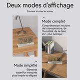 Réveil 13x7,5cm 0,12kg écran acrylique transparent date/température/humidité base en alliage d'aluminium batterie longue durée