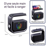 Enceinte bluetooth solaire 1200mah bluetooth 5.3 avec lampe de poche et poignée transport portable haut-parleur bluetooth stéréo