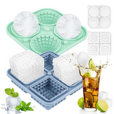Moule à glaçons 2PCS 4 compartiments moule à glaçons carré pour boules de glace silicone alimentaire bac à glaçons bleu et vert