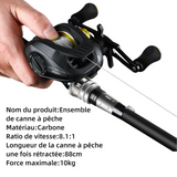 anne à péche 1.8m canne à peche telescopique ensemble canne à peche et moulinet ensemble de cannes à leurres sport peche noir