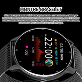 Montre intelligente 1.28 écran rond Bluetooth appel montre tactile montre 240x240 230mah étanche montre de sport IP67 acier noir