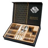 ouverts de table 24 pcs pour 6 Personnes Boîte cadeau Couverts ménagère inoxy Comprend Couteau Fourchette Cuillère Cuillère Café