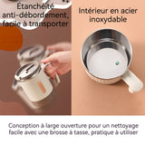 Mug isotherme en acier inoxydable 400ml 8x8x11cm avec couvercle paille cuillère tasses à café double couche mug isotherme cafe