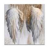 Peinture à l'huile sur fond de mur  Peinture à l'huile sur toile Rétro scandinave  Ailes d'ange Décoration de salon  60cm*60cm