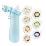 Gourde Sport 650ml bouteille d'eau amusante et fruitée goulot courbé avec paille 7 anneaux fruités différents pour le sport bleu