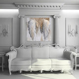 Peinture à l'huile sur fond de mur  Peinture à l'huile sur toile Rétro scandinave  Ailes d'ange Décoration de salon  60cm*60cm