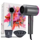 Seche cheveux professionnel ionique 2000w 5 niveaux de vitesse 2 températures pliable seche-cheveux avec 1 diffuseur et 1 buses