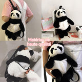 Sac à dos 35x22cm joli petit cartable panda poupée panda simulée sac à dos pour enfants cadeaux créatifs couleur noir et blanc