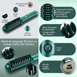 Brosse lissante pour cheveux 2600mAh USB LCD 2 niveaux de réglage utilisation humide sèche peigne à lisser pour curling et lissage