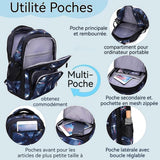 artable 46x30x23cm cartable à roulettes 3 en 1 sac à dos à roulettes sac à dos/valise trolley détachable pour garçons et filles