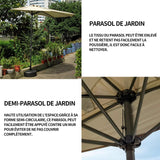 Parasol de jardin 3m parasol de jardin extérieur demi-parasol de jardin parapluie de jardin en demi-cercle pare-soleil extérieur