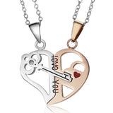 Collier créatif en acier inoxydable, puzzle clé en forme de cœur, collier de couple, meilleur ami, cadeau de vacances