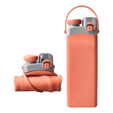Bouteille d'eau 600ml en silicone pliable résistance hautes températures bec verseur double avec paille et poignée gourde sport