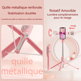 Perche à selfie 130cm perche à selfie trépied lumière d'appoint avec 2 lumières d'appoint avec effet de beauté rotation à 360 degrés