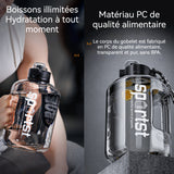 Bouteille 1.7L tasse bouteille d'eau pour le sport et le fitness bouteille d'eau de voyage sportive de grande capacité aptitude