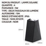 Lampes solaires lumières de jardin 4 pack 5w IP66 16x8.3x12cm villa cour jardin hôtel couloir décoratif étanche paysage lumières