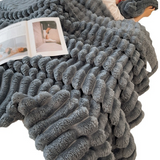 Couverture 200x230cm plaid chaud épaisse multifonctionnelle en peluche de lapin antistatique doux et confortable lavable en machine