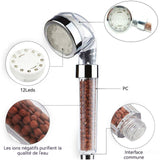 Pommeau de douche avec filtre avec 3 couleurs tête de douche température 22x6,5x5,8cm douchette LED anti calcaire haute pression