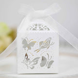 50 pièces  Boîte à bonbons  Blanc  Papillon  Jour de Noël  Saint-Valentin  Cadeau de mariage  Design en creux Bonbonnière