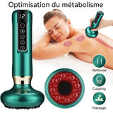 Masseur 12 niveaux de chauffage infrarouge 8W Masseur électrique Soulage les muscles et détend la peau Masseur portatif vert