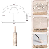 Parapluie automatique 105x65cm 10 baleines, pliable résistant à la pluie et aux UV ouverture et fermeture par simple pression