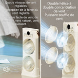 Ventilateur 50cm 650ml Chargement TYPE-C Autonomie de 3à9 h Temporisation libre Double ventilateur à 6 trous Ventilateur brumisateur
