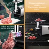 hachoir à viande Lame en acier inoxydable 33,5 x 15 x 33 cm facile à hacher la viande fonctionnement silencieux forte puissance