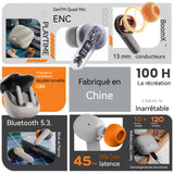 Écouteurs bluetooth 5.4 écouteur tws hifi sans fil avec enc réduction antibruit mic casque bluetooth sport étanche haute qualité