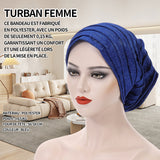 Hijab tour de tête de 56-58 cm turban femme turbans pour femmes doux turban head wrap headwear plissé beanie cap bleu de la mode