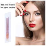 Pinceaux en Détail à Ongles 3PCS Pour détails et tracage Manche en tube aluminium léger Couleur or rosé Pinceau Nail Art Ongles