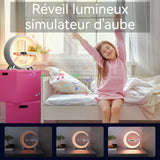 Réveil multifonctionnel 225x82x230mm connexion bluetooth voyant LED avec chargement de téléphone sans fil réveil de bureau blanc