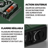 Réchaud à gaz 2000W portable pour camping pour camping sorties pêche réchaud de camping compact possibilités de cuisson variées