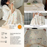 Couverture 200x150cm motif à pois plaid chaud double face épaissie en cachemire de lait antistatique doux confortable chaud plaid