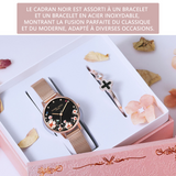Ensemble montre à quartz et bracelet avec boite pour femme en métal élégante avec bracelet en acier inoxydable cadeaux femmes