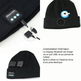 Bonnet bluetooth v5.0 bonnet lampe frontale avec lumière 6 led usb bonnet technique homme femme beanie musique convient à sports