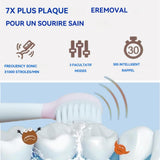 Dents électrique avec 2 têtes brosse 35000 vibrations acoustiques par minute brosse à dents enfants brosse dents électrique sonique