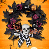Couronne de crâne d'Halloween 50*50 cm Couronne décorative de crâne accessoires d'horreur porte suspendue pour Halloween