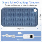 Coussin chauffant 30x60cm Flanelle 6 niveaux de chaleur 4 niveaux de minuterie protection contre la surchauffe Couverture chauffante