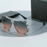 Lunettes de soleil Lunettes de soleil carrées à bords coupés Matière PC Lunettes de soleil en métal Lunettes de soleil carrées