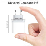 Chargeur de voyage 20w type-c charge rapide chargeur standard européen à coins arrondi adaptateur secteur universel chargeur USB