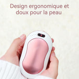 Chauffe-mains 11x6x3cm 10000mAh réglage à trois vitesses chauffage rapide en cinq secondes double usage compact et portable rose